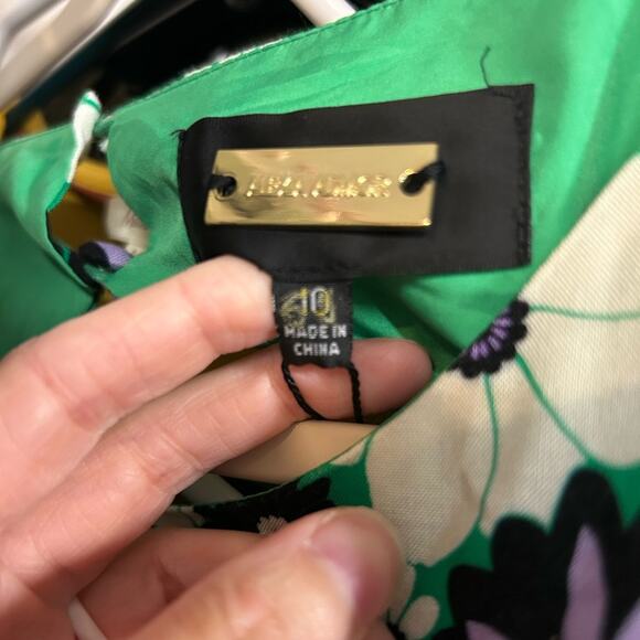 Alexia Admor Lila Midi Green White Floral Dress Open Tie Back Side Slit NWT - Picture 10 of 10